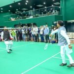 Bhubaneswar: Odisha Chief Minister Mohan Charan Majhi and Assam Chief Minister Himanta Biswa Sarma attend the inauguration of the Dalmian India Gopichand Badminton High Performance Center