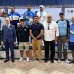NRAI President Mr. Kalikesh Narayan Singh Deo at the medal ceremony of the Mens Skeet event in the 16th Asian Shooting Championship