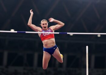 Katie Moon secures historic third pole vault world title