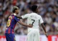 Vinicius Junior and Lamine Yamal during the El Clasico game