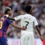 Vinicius Junior and Lamine Yamal during the El Clasico game