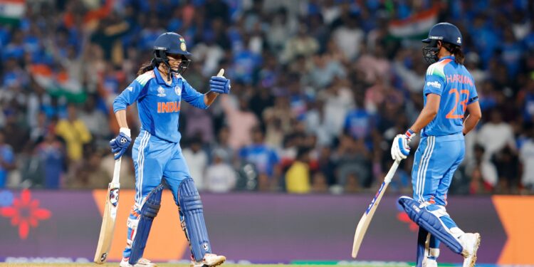 Rodrigues and Kaur added 167 runs for India