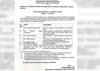 J&K Government Sets Up High-Level Committee to Probe Football Team Selection for Santosh Trophy 2025