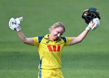 Healy signs off from ODIs with 158 as Australia pile up 409/7 against India in Hobart