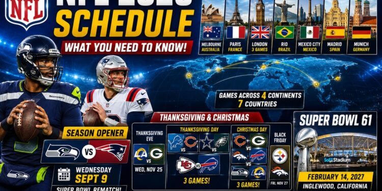 NFL 2026 Schedule Unveiled: Record International Games, Christmas Triple-Header & Super Bowl Rematch