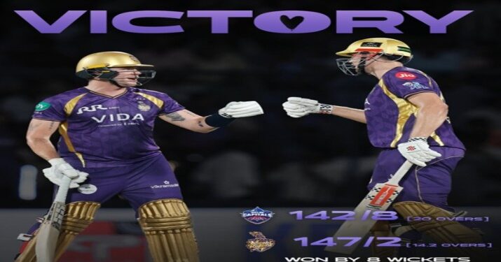Kolkata Knight Riders Crush Delhi Capitals by Eight Wickets in Dominant IPL Display