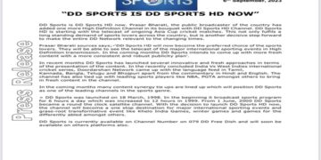 Prasar Bharati Expands HD Portfolio with Launch of DD Sports HD